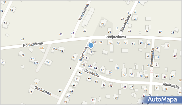 Poznań, Bojerowa, 3, mapa Poznania