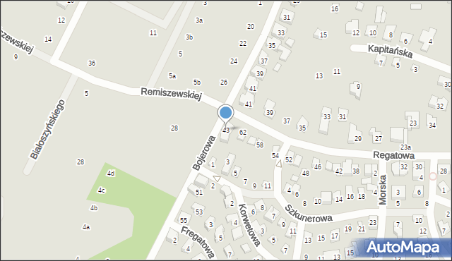 Poznań, Bojerowa, 43, mapa Poznania