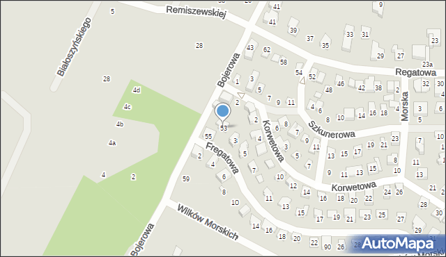 Poznań, Bojerowa, 53, mapa Poznania