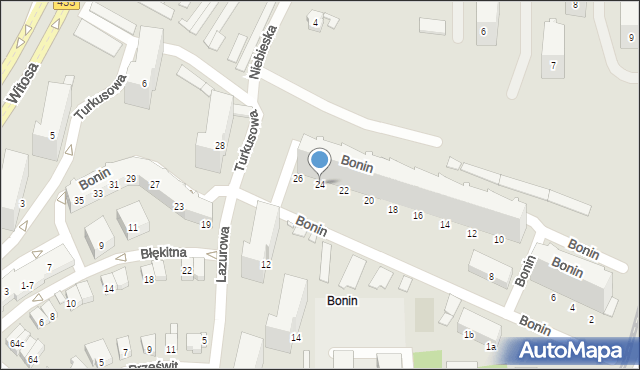 Poznań, Bonin, 24, mapa Poznania