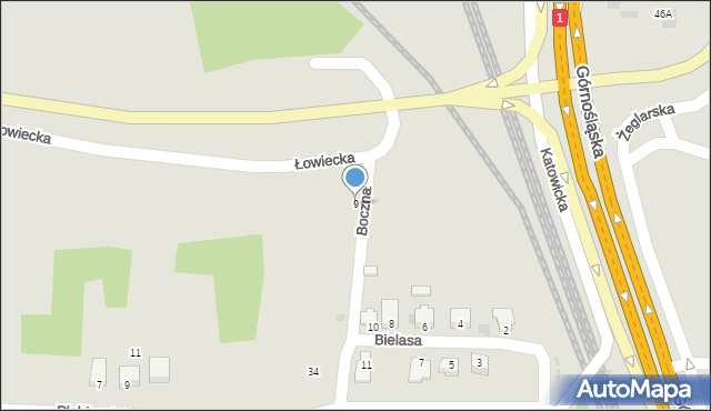 Pszczyna, Boczna, 9, mapa Pszczyny