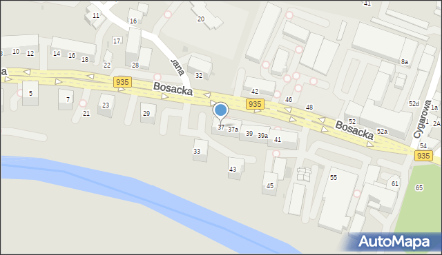 Racibórz, Bosacka, 37, mapa Racibórz