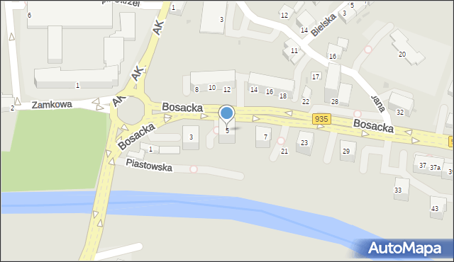 Racibórz, Bosacka, 5, mapa Racibórz