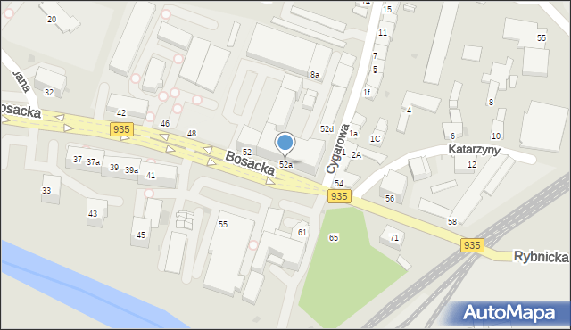 Racibórz, Bosacka, 52a, mapa Racibórz