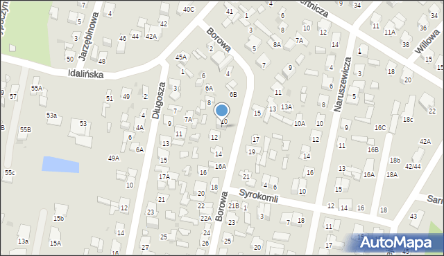 Radom, Borowa, 10A, mapa Radomia