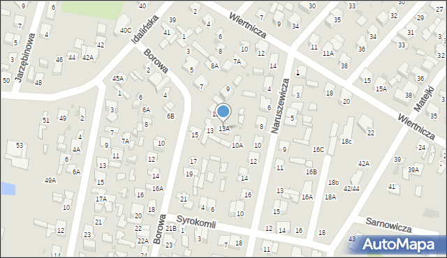 Radom, Borowa, 13A, mapa Radomia