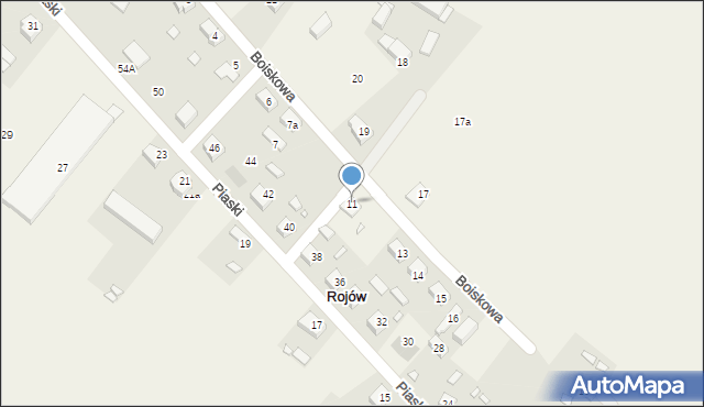 Rojów, Boiskowa, 11, mapa Rojów