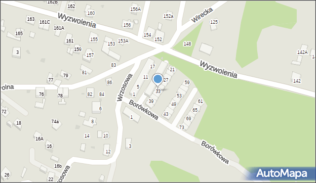 Ruda Śląska, Borówkowa, 33, mapa Rudy Śląskiej