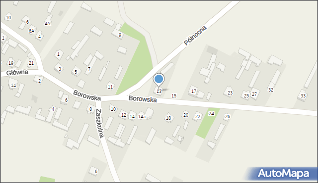 Rusinów, Borowska, 13, mapa Rusinów