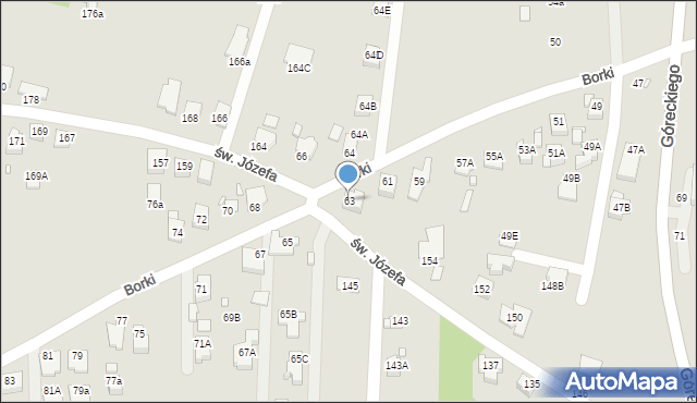 Rybnik, Borki, 63, mapa Rybnika