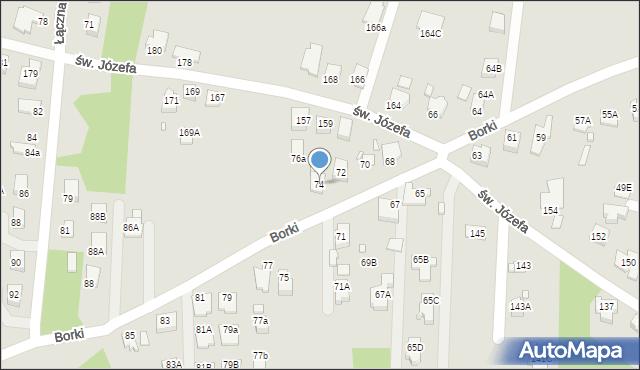 Rybnik, Borki, 74, mapa Rybnika