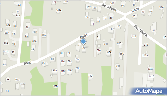 Rybnik, Borki, 75, mapa Rybnika