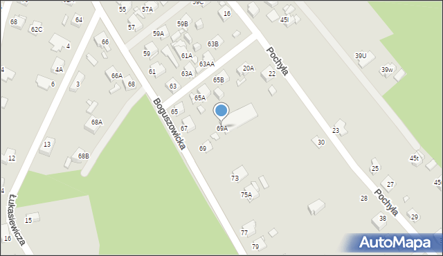 Rybnik, Boguszowicka, 69A, mapa Rybnika