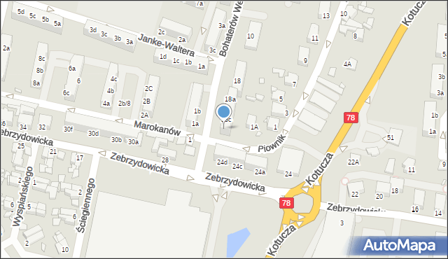 Rybnik, Bohaterów Westerplatte, 18d, mapa Rybnika