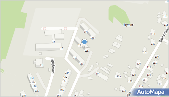 Rybnik, Boczna, 13b, mapa Rybnika