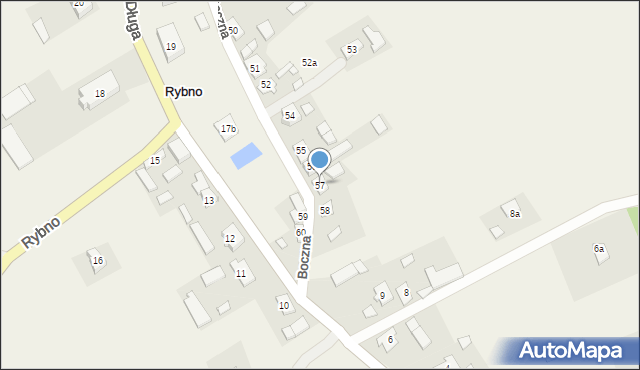 Rybno, Boczna, 57, mapa Rybno