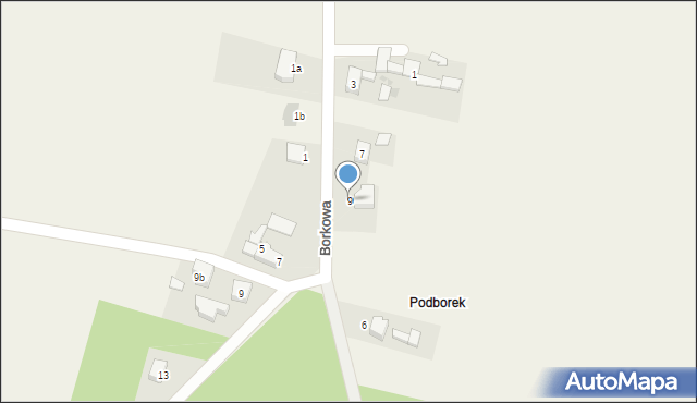 Rzuchów, Borkowa, 9, mapa Rzuchów