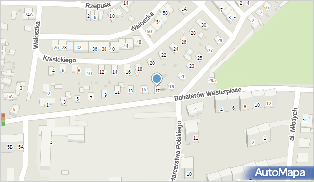 Siemianowice Śląskie, Bohaterów Westerplatte, 17, mapa Siemianowice Śląskie