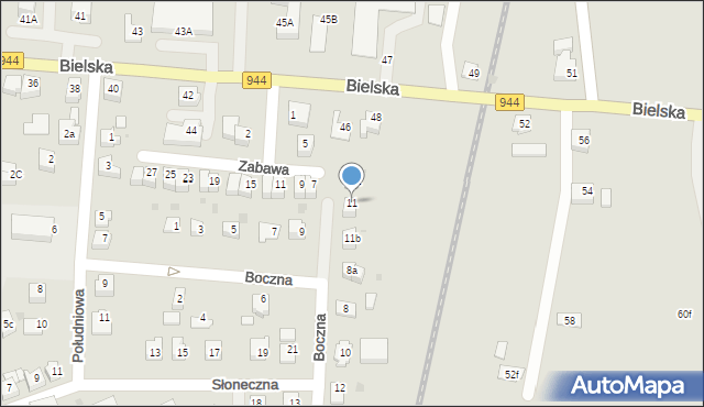 Skoczów, Boczna, 11, mapa Skoczów