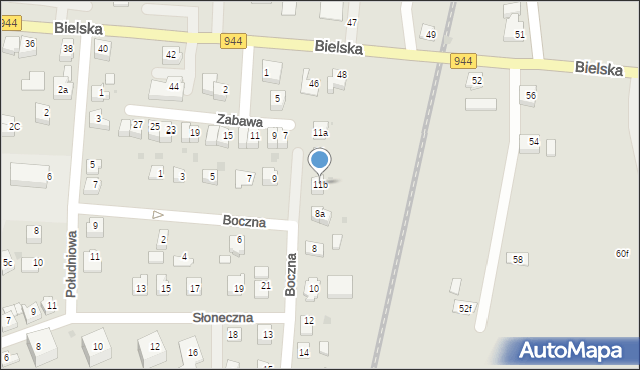 Skoczów, Boczna, 11b, mapa Skoczów