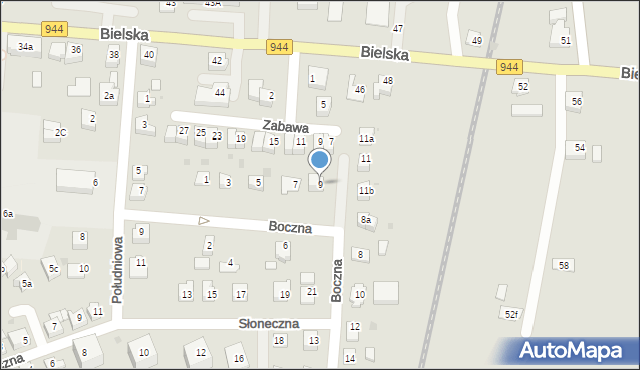 Skoczów, Boczna, 9, mapa Skoczów