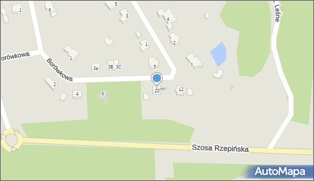 Słubice, Borówkowa, 10, mapa Słubice