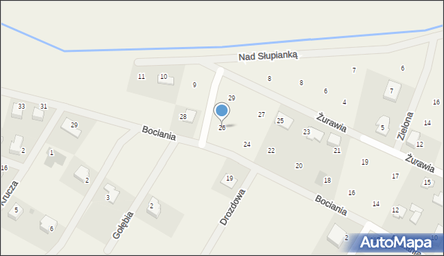 Słupno, Bociania, 26, mapa Słupno