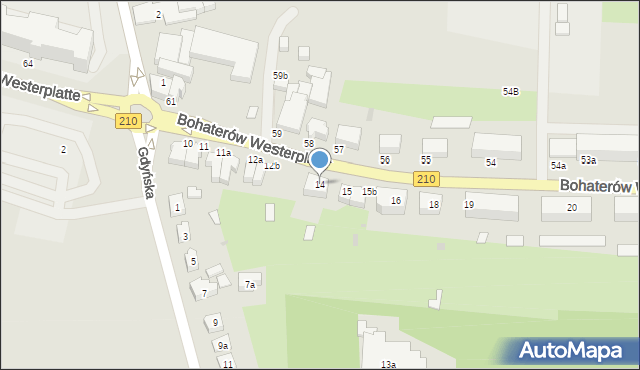 Słupsk, Bohaterów Westerplatte, 14, mapa Słupska