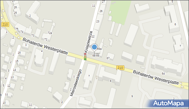 Słupsk, Bohaterów Westerplatte, 69-68, mapa Słupska