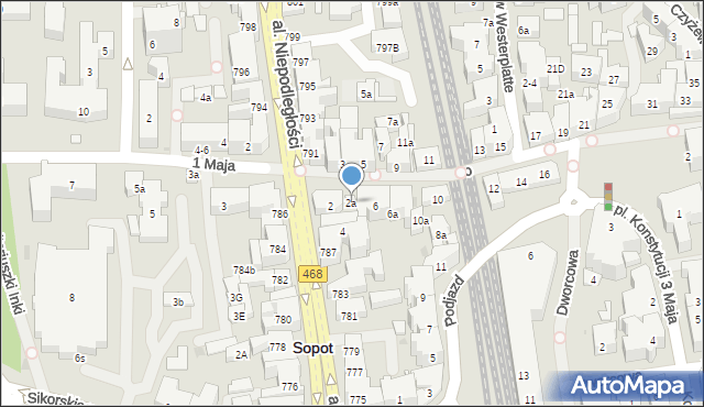 Sopot, Bohaterów Monte Cassino, 2a, mapa Sopotu