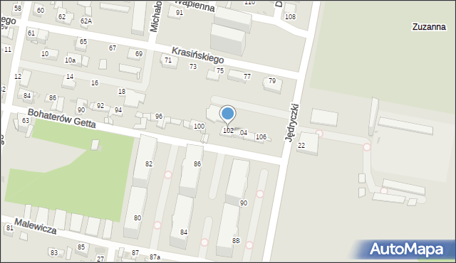 Sosnowiec, Bohaterów Getta, 102, mapa Sosnowca