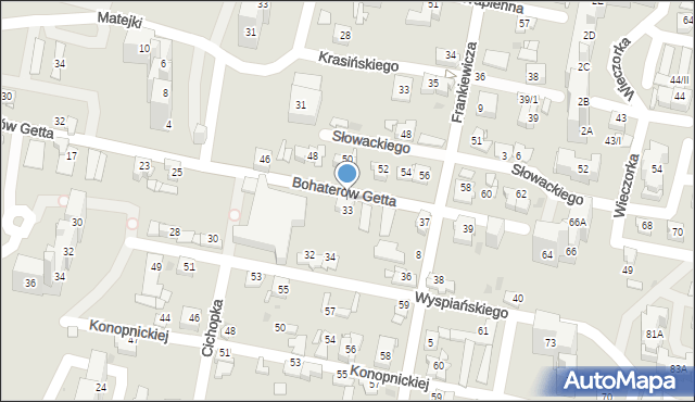 Sosnowiec, Bohaterów Getta, 33/I, mapa Sosnowca