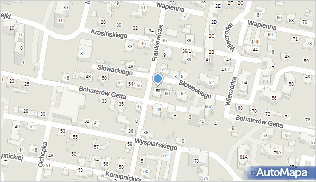 Sosnowiec, Bohaterów Getta, 58, mapa Sosnowca