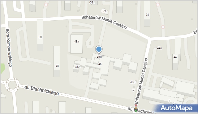 Sosnowiec, Bohaterów Monte Cassino, 46B, mapa Sosnowca