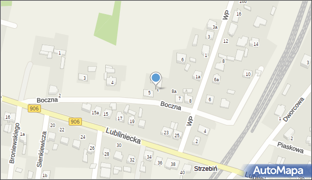 Strzebiń, Boczna, 6a, mapa Strzebiń