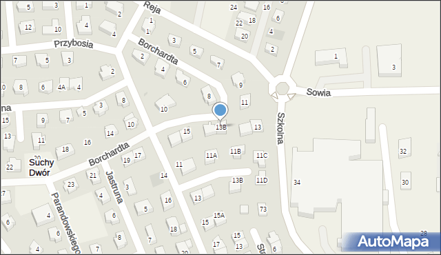 Suchy Dwór, Borchardta Karola Olgierda, kpt., 13B, mapa Suchy Dwór