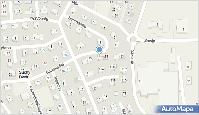 Suchy Dwór, Borchardta Karola Olgierda, kpt., 13C, mapa Suchy Dwór