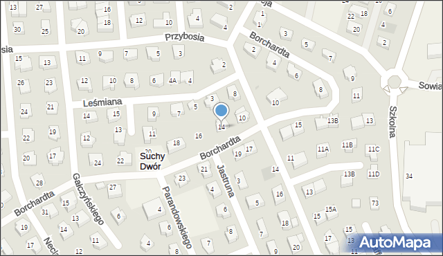 Suchy Dwór, Borchardta Karola Olgierda, kpt., 14, mapa Suchy Dwór