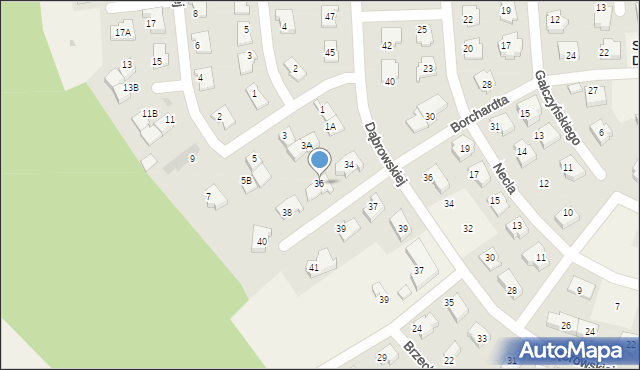 Suchy Dwór, Borchardta Karola Olgierda, kpt., 36, mapa Suchy Dwór