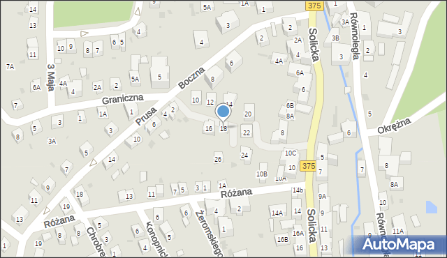 Szczawno-Zdrój, Boczna, 18, mapa Szczawno-Zdrój