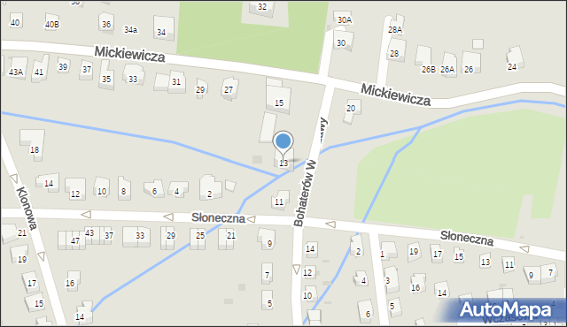 Szczawno-Zdrój, Bohaterów Warszawy, 13, mapa Szczawno-Zdrój