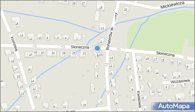 Szczawno-Zdrój, Bohaterów Warszawy, 9, mapa Szczawno-Zdrój