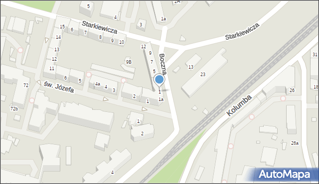 Szczecin, Boczna, 1, mapa Szczecina