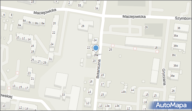 Szczecin, Botaniczna, 20a, mapa Szczecina