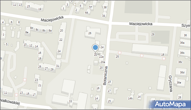 Szczecin, Botaniczna, 22, mapa Szczecina