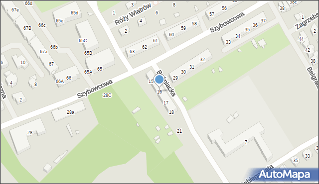 Szczecin, Bośniacka, 16, mapa Szczecina