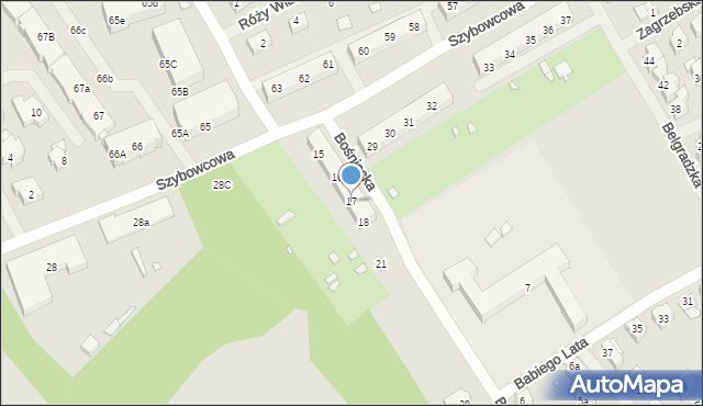 Szczecin, Bośniacka, 17, mapa Szczecina