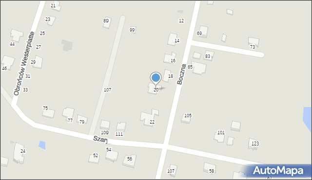 Szczecinek, Boczna, 20, mapa Szczecinek