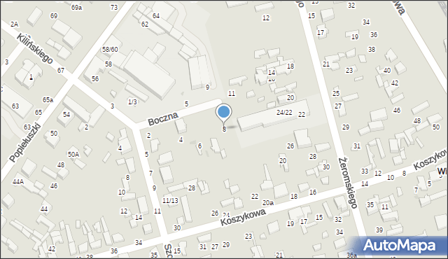 Tomaszów Mazowiecki, Boczna, 8, mapa Tomaszów Mazowiecki