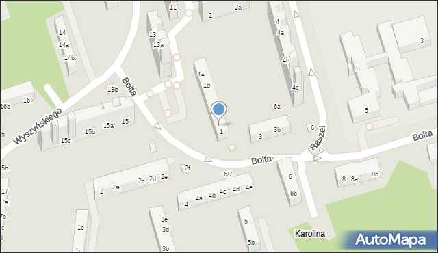 Toruń, Bolta Antoniego, 1a, mapa Torunia